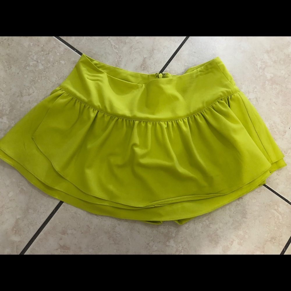 Neon green short skirt